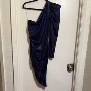 One-Shoulder Draped Purple Cocktail Dress